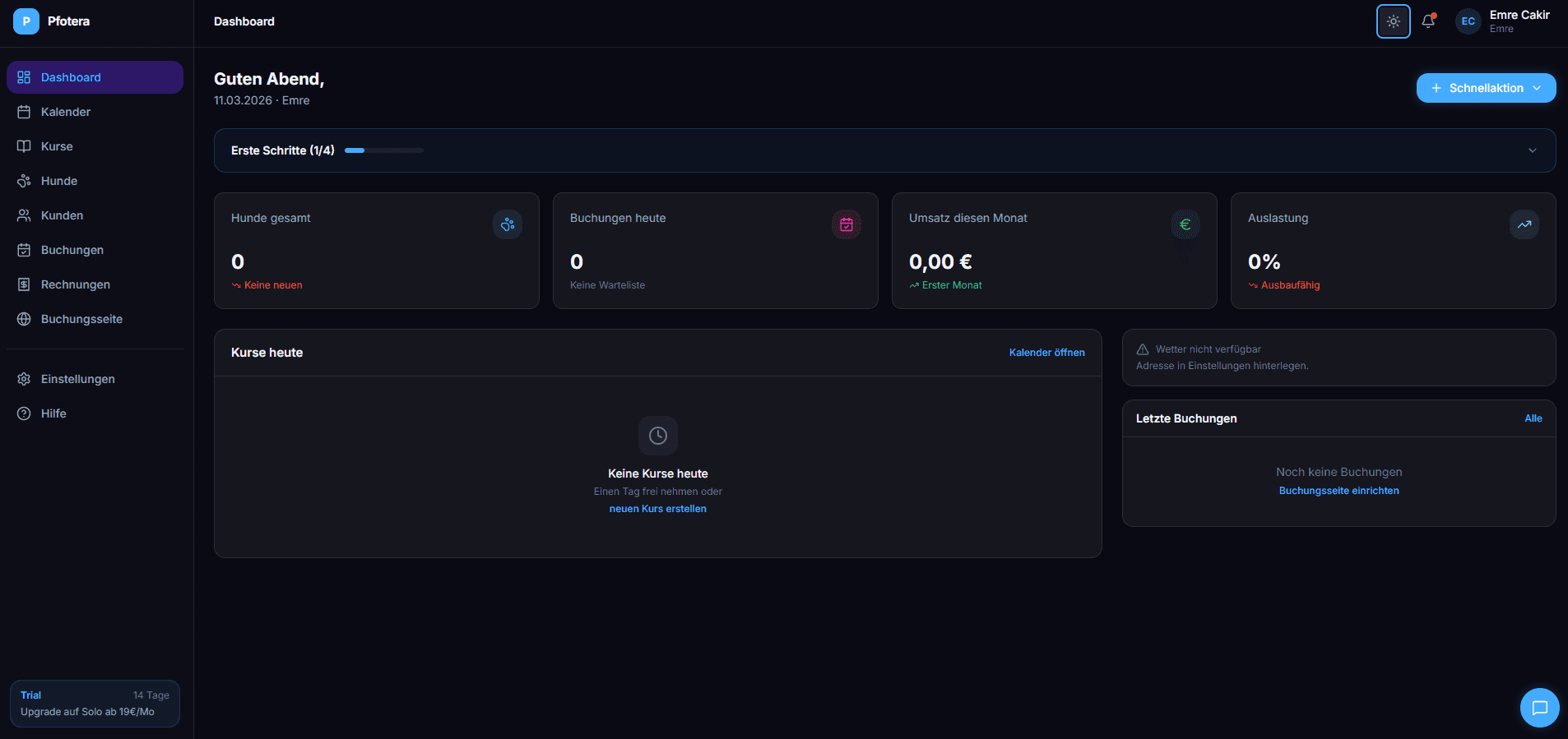 Pfotera Dashboard Dark